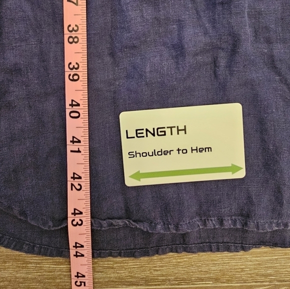 Velvet by Graham & Spencer Large 100% Linen Blue Dress Pocket Front Tie - Picture 11 of 13